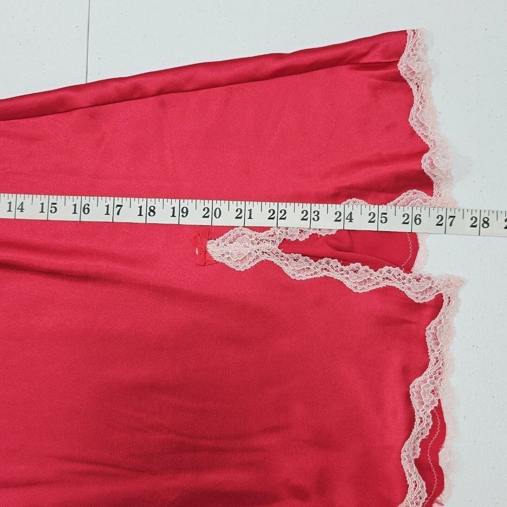 Victorias Secret Chemise Slip Dress Medium Red Babydoll Satin Lace Coquette Y2K - Picture 13 of 13